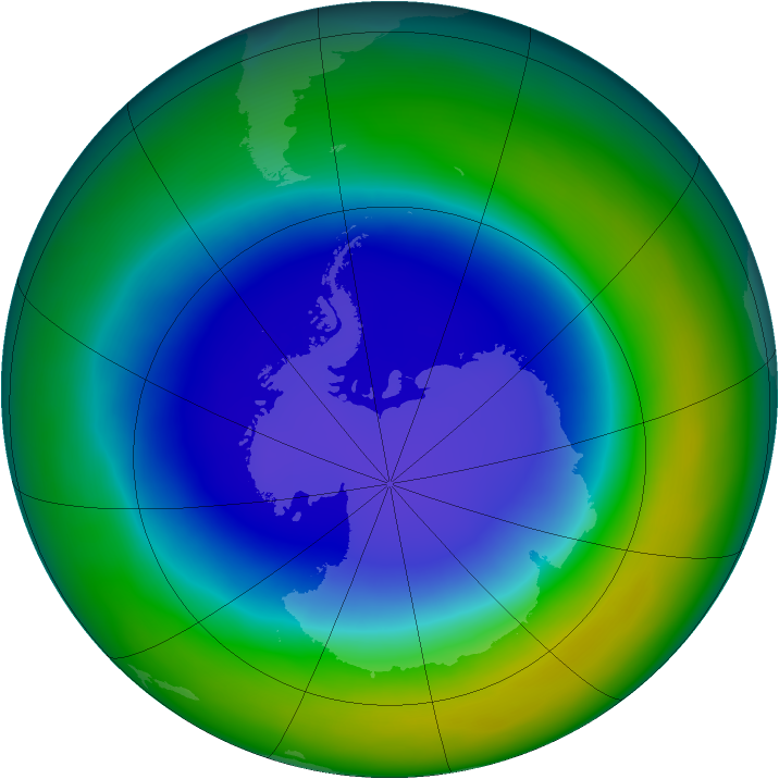 Antarctic ozone map for September 2013